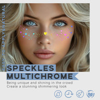 Noerrors 6pcs Glitter Freckles Face Tattoo, 3 Styles Multichrome Holographic Sparkle Face Glitter Speckles Patches, Waterproof Metallic Cute Temporary Tattoo Stickers Makeup Festival Rave Accessories