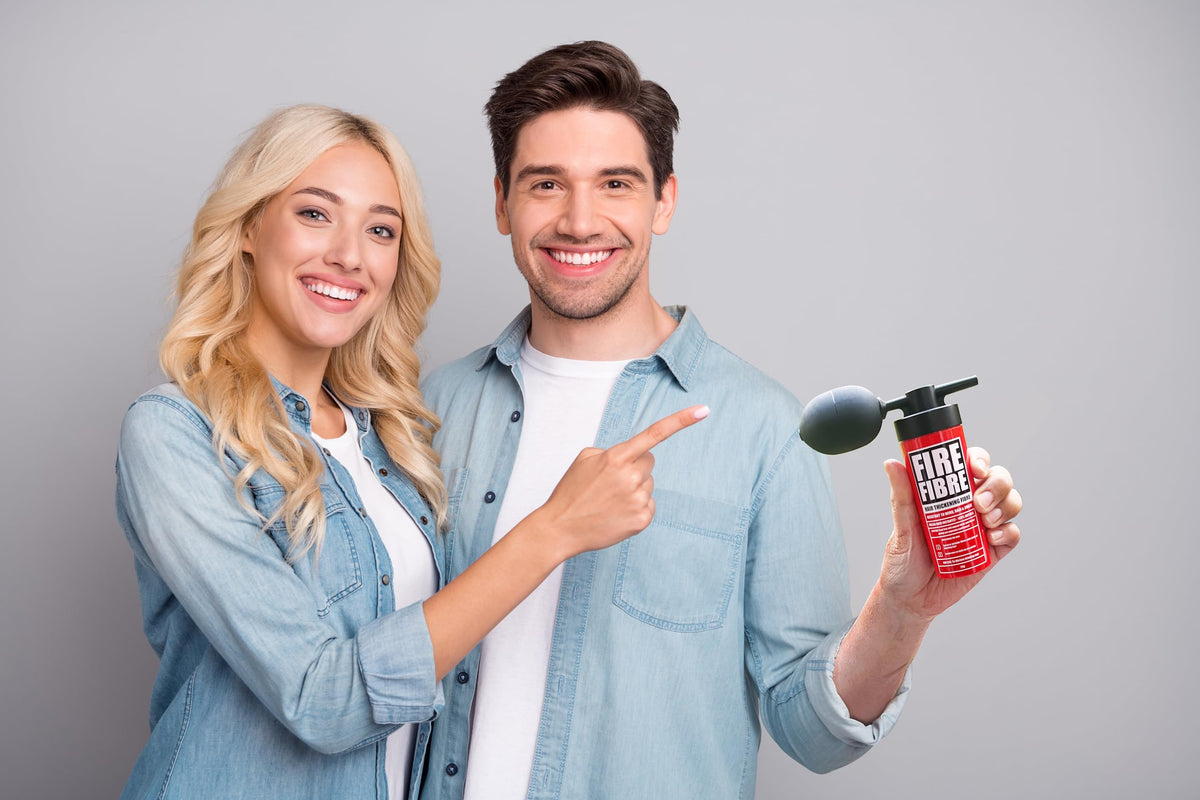 Fire Fibre Hair Fibres for Thinning Hair Undetectable & Natural - 28g Bottle - Completely Conceals Hair Loss Instantly - Hair Thickener & Topper for Fine Hair for Men & Women (Black)