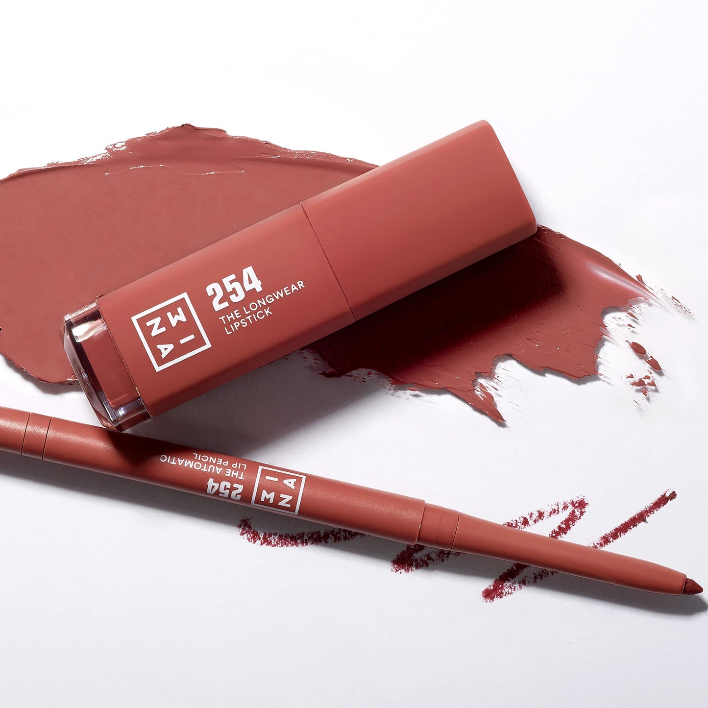 3INA MAKEUP - The Longwear Lipstick 254 - Dark pink nude - Long Lasting Lipstick - Matte Lipstick with Hyaluronic Acid to Moisturise the Lips - Highly Pigmented Liquid Lipstick - Vegan - Cruelty Free