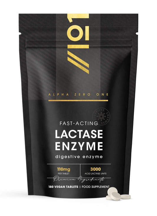 ALPHA01 Lactase Tablets 3000 FCC (per Tablet) – 180 Count - Digestive Enzyme Helps Digest Lactose in Milk & Dairy – Support for Lactose Intolerance – by Alpha01