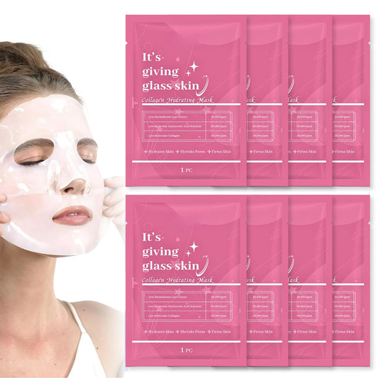 8pcs Glass Skin Mask, Anti Wrinkle Deep Collagen Mask, Skincare, Mothers Day Gifts Idea for mom, Korean Glass Skin Face Mask, Hydrating For Facial Care, Elasticity Improvement, Anti Aging