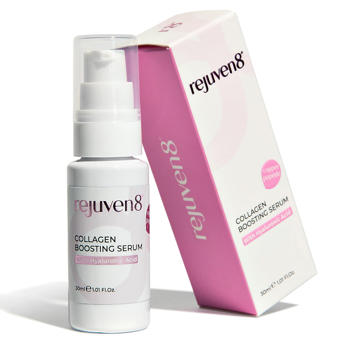 Rejuven8 Collagen Boosting Serum with Copper Peptides & Hyaluronic Acid – Anti Ageing Face Serum for Women – Vegan Skincare – Hydrating Collagen Serum for Fine Lines & Wrinkles – 30ml