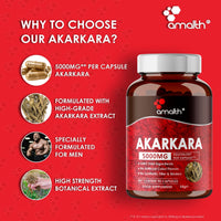 AMALTH Amalth Akarkara Anacyclus Pyrethrum Extract Supplements for Naturally Supports Your Stamina, Strength and Build Lean Muscle Mass- 500mg- 90 Capsules