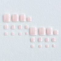 Wormeer 24Pcs French Tip False Toenails - Short Square Nude Pink for Women - Full Cover Fake Nails Set - White French Tip Press on Toenails - Fake Nails Art Kit (Pink & White Nail)