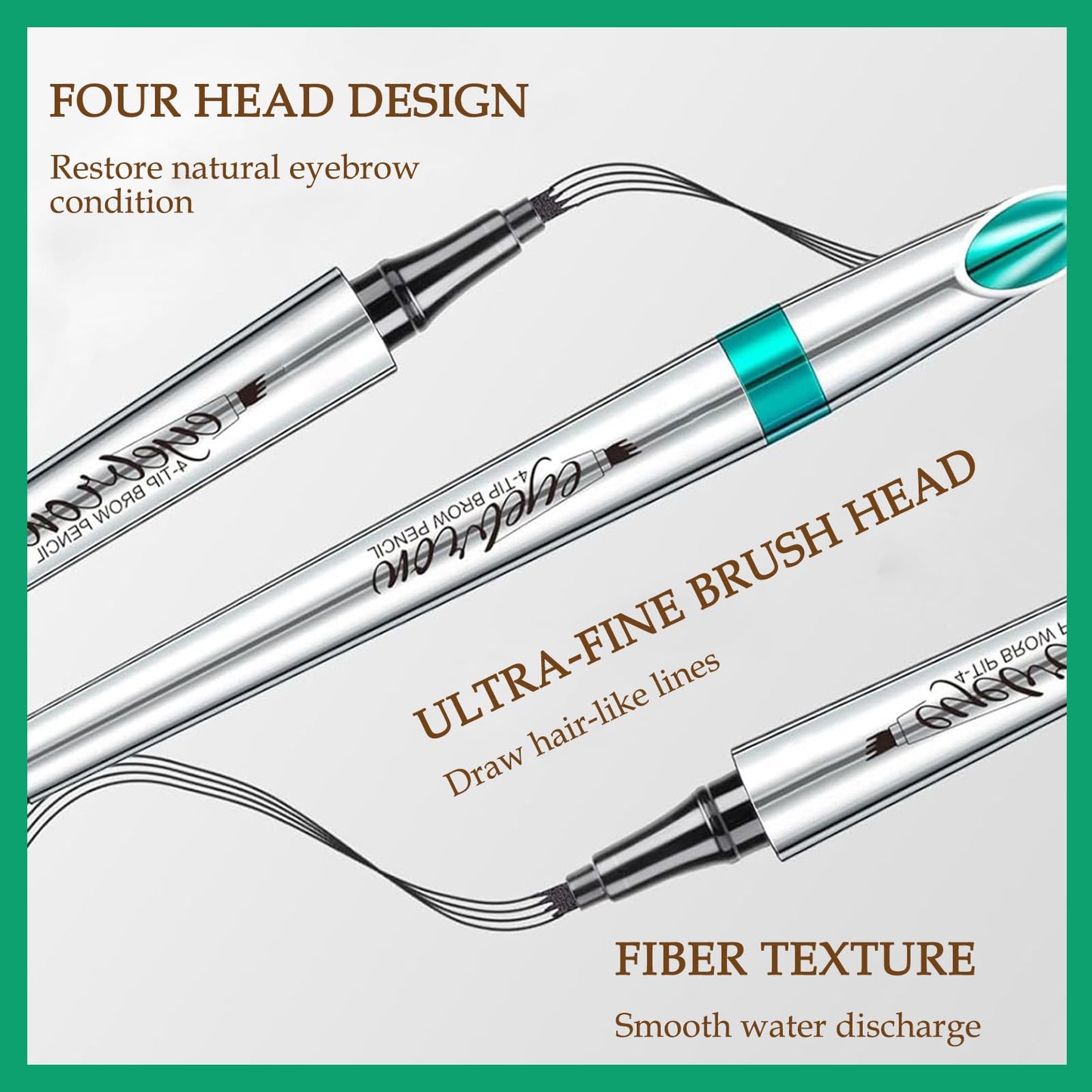 Mikloven 4D Microblading Eyebrow Pen with 4 Fork Tips – Waterproof, Smudge-Proof & Long-Lasting Liquid Brow Pencil for Natural Hair-Like Strokes, Includes Eyebrow Razor – Dark Brown