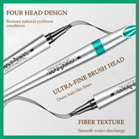 Mikloven 4D Microblading Eyebrow Pen with 4 Fork Tips – Waterproof, Smudge-Proof & Long-Lasting Liquid Brow Pencil for Natural Hair-Like Strokes, Includes Eyebrow Razor – Dark Brown