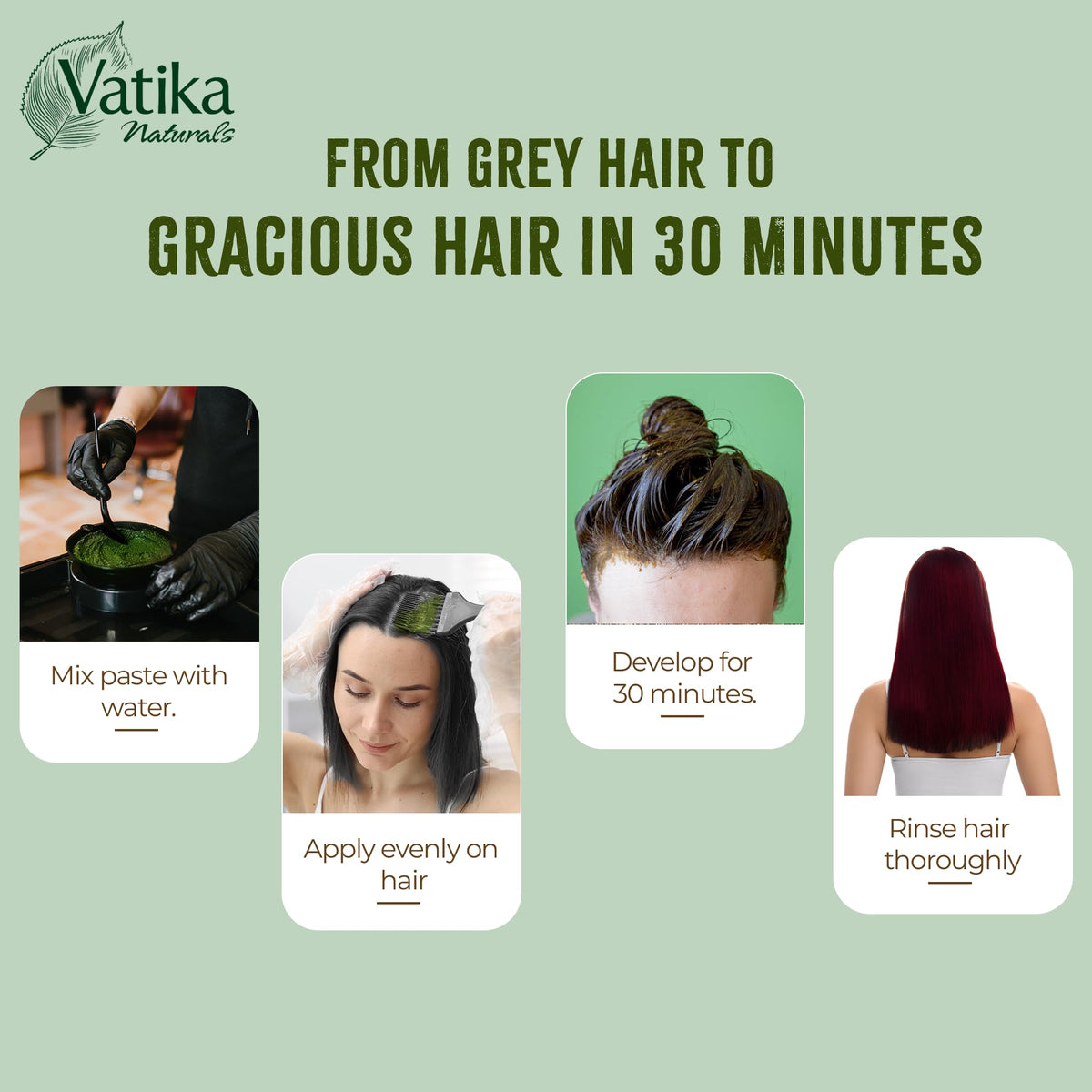 Vatika Naturals Henna Burgundy Hair Colours - 60g (6 x 10g Sachets),100% Ammonia Free, For Vibrant Color, Shine, & Coverage (Packaging May Vary)