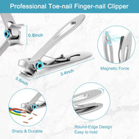Azymi Toenail Clippers for Thick or Ingrown Nails, 7Pcs Nail Clippers Kit with Pedicure Tools, Sharp Blades/Long Handled, Heavy Duty Nail Scissors for Toenail Fungus Treatment for Men Women Elderly