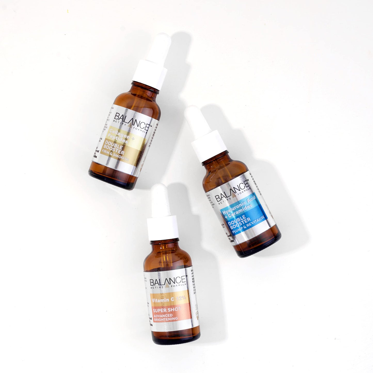 Balance Active Formula Superbooster Skin Heroes Set (2% Hyaluronic & Triple Ceramides, Vitamin C 12% & Collagen & Multi-Peptides Serums) - Dermatologically Tested. Suitable for all Skin Types.