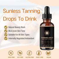 60ML Sunless Tanning Drops to Drink, Oral Tanning Drops, Drinkable Tanning Supplement with Natural Ingredients to Boost Melanin Naturally, Safe & Long-Lasting Enhances Natural Tan, for All Skin Types