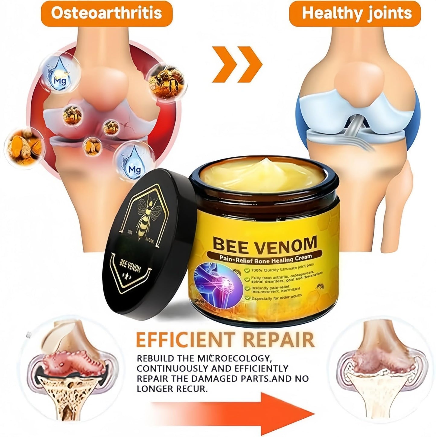 SinceReal Bee-Venom-Cream for Arthritis, Bee-Venom for Muscle and Joint Recovery, for Back, Neck, Hands, Knee