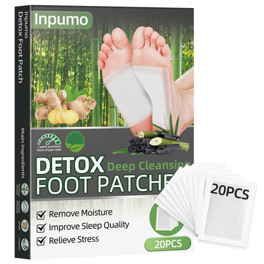 Inpumo Detox Foot Patches 20 Pcs, Remove Toxins Deep Cleansing, Relieve Body Stress, Improve Sleep Quality, Enhance Blood Circulation (20 pack)