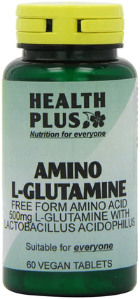 Health Plus Amino L-Glutamine 500mg Amino Acid Supplement - 60 Tablets