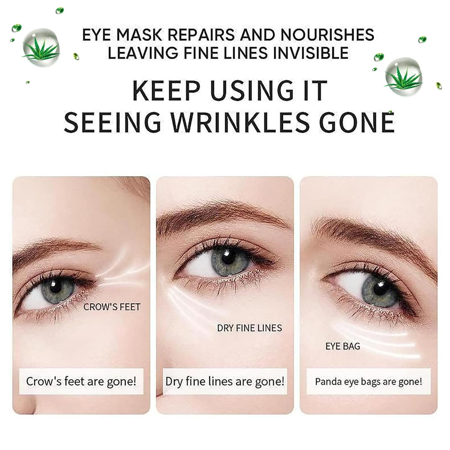 Haoutdory 60 Pairs Aloe Vera Collagen Under Eye Patches,Hydrating Eye Masks for Dark Circles,Puffiness,Wrinkles & Fine Lines,Soothing Anti-Aging Skincare for Men & Women