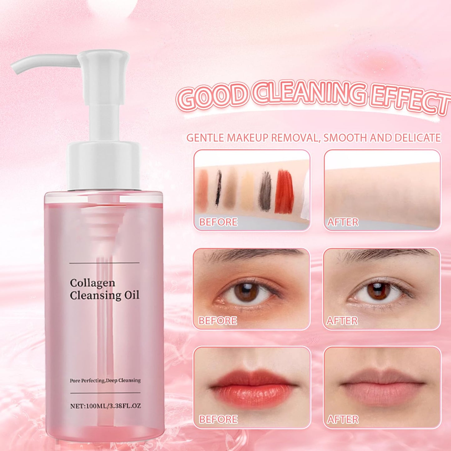 Collagen Cleansing Oil - Natural Facial Oil Cleanser - Oil Cleanser for SPF & Make-Up Removal - Oil C-leanser Korean Improves Texture & O-il Balance- Vegan, Sensitive Skin-Friendly Korean Skincare