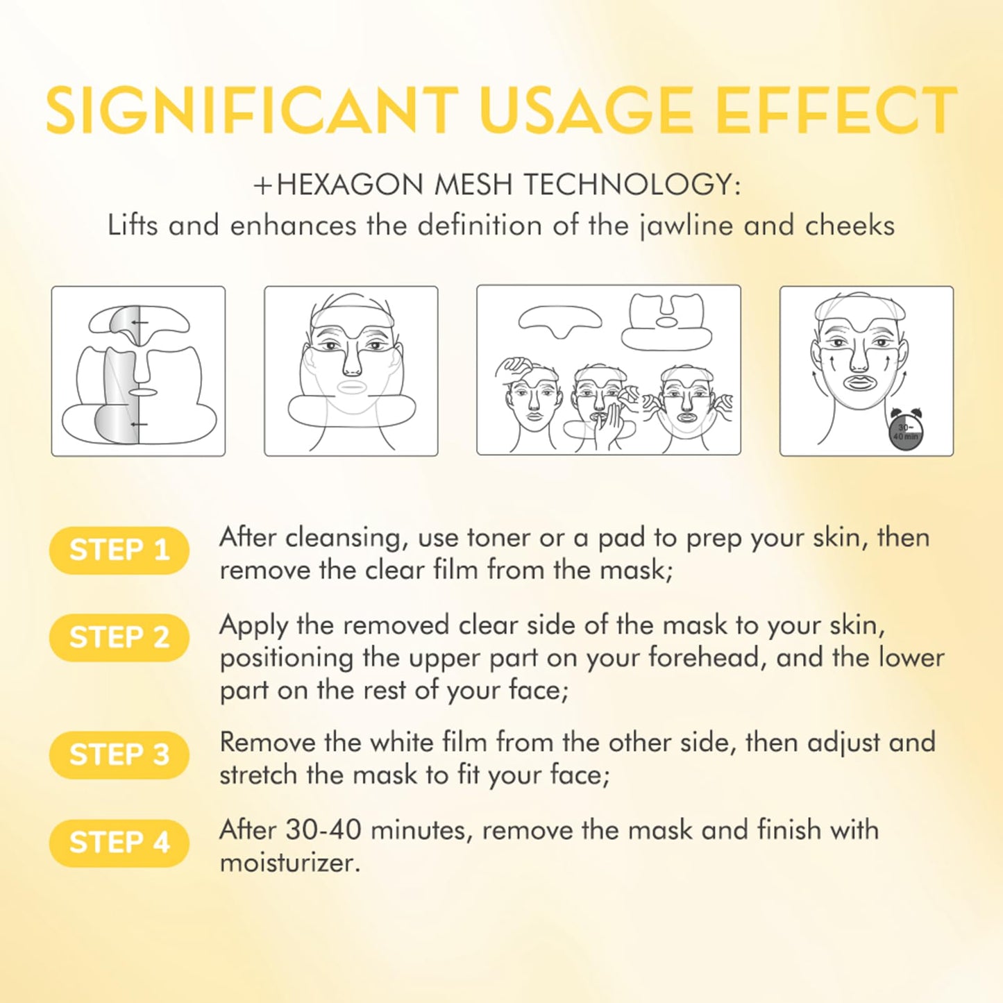 Fashion Base Deep Collagen Retinol Tension Boost Up Mask Set, 4PCS Deep Collagen Face Tightening and Lifting Mask for V-Line,Smile Line & Forehead Wrinkles, Korean Skin Care