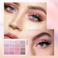 LYNTYAOU Pink Eyeshadow Palette Make-Up Palettes, Brown Shimmer Eye Shadow Pallets for Women, Cool Girl Matte Make Up, Glitter Eyeshadows 16 Colour Nude Natural, Waterproof Long Lasting Highly Pigmented