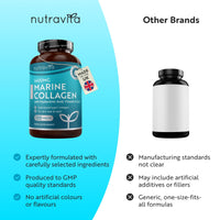 Nutravita Marine Collagen Tablets 1400mg Enhanced with Hyaluronic Acid - Hydrolysed Collagen Supplements for Women & Men - 120 Tablets (2 Month Supply) - with Vitamin C, Vitamin E & Zinc - Not Powder