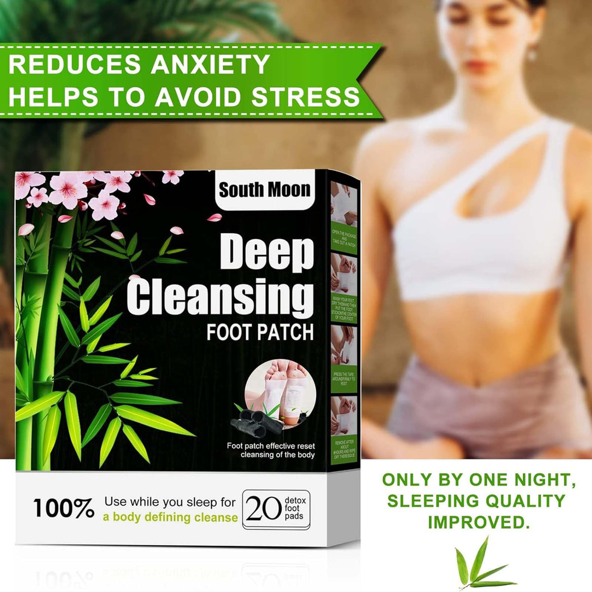 Ganbaro 20 Pcs Detox Foot Patches,Natural Detox Foot Pads with Bamboo Vinegar and Ginger,Foot Patches to Help Remove Toxins & Improve Sleep Quality Enhance Blood Circulation,Stress Relief,Relaxation