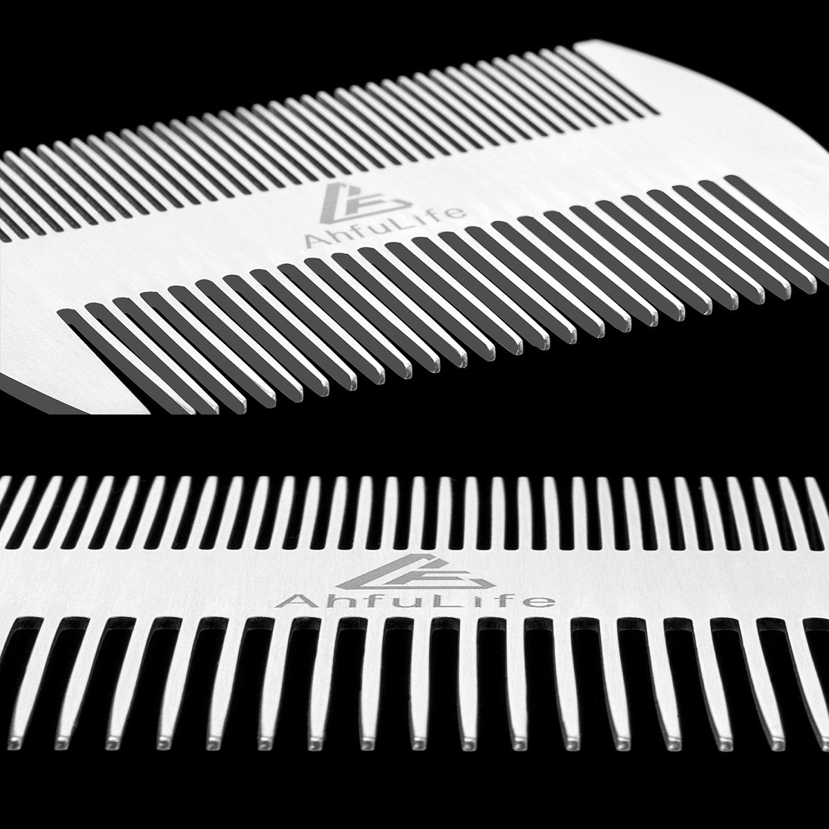 Metal Hair&Beard Comb - AhfuLife® EDC Credit Card Size Comb Perfect for Wallet and Pocket - Anti-Static Dual Action Beard Comb