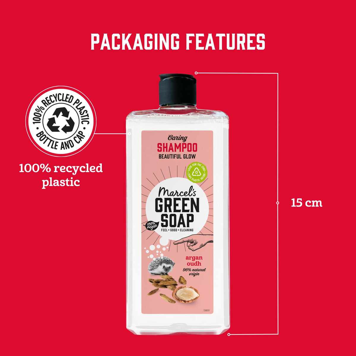 marcel's green soap Marcel's Green Soap Shampoo - Argan & Oudh Scent, Enriched with Natural Oils, 97% Natural, 98% Biodegradable, Vegan, 300ml - Gentle Care for Hair & Planet