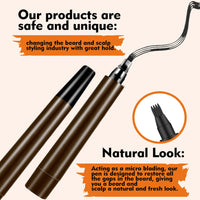 DMQ Beard Pencil Filler,Brown Tattoo Eyebrow Pen with Fork Tip,Waterproof, Long Lasting, Natural Looking,Hair and Beard Filler for Define & Sharpen Hair, Beard & Eyebrow