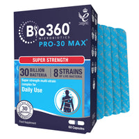 Natures Aid Bio360 Pro-30 Max – 30 Billion CFU Probiotic – Supports Gut Health, Immunity & Digestion – Vegan, Gluten-Free, Non-GMO, High Strength Live Cultures for Gut Digestion Health - 60 Capsules