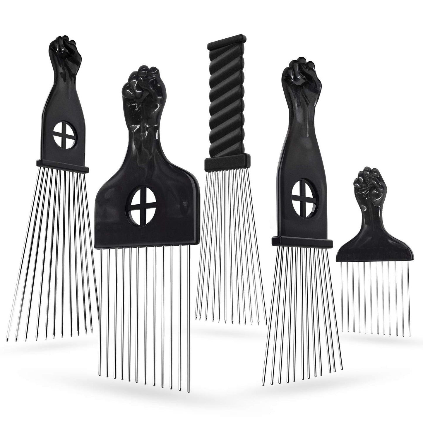 5 Pack Afro Pick Afro Comb Metal Picks for Hair, Afro Pick Combs for African American Hair Styling Tool Hair Comb for Hair Styling Hair Picks for Curly Hair Fist Pick for Hair