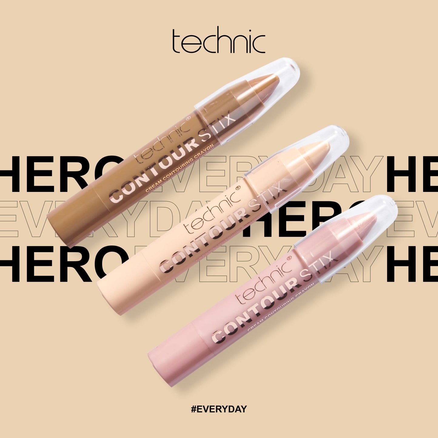 Technic Contour Stix Cream Contour Set - Pack Of 3 Contouring, Concealing and Highlighting Crayons - Easy to Use, Ultra Creamy Formula That Goes on Smoothly To Shape, Define and Sculpt Your Features