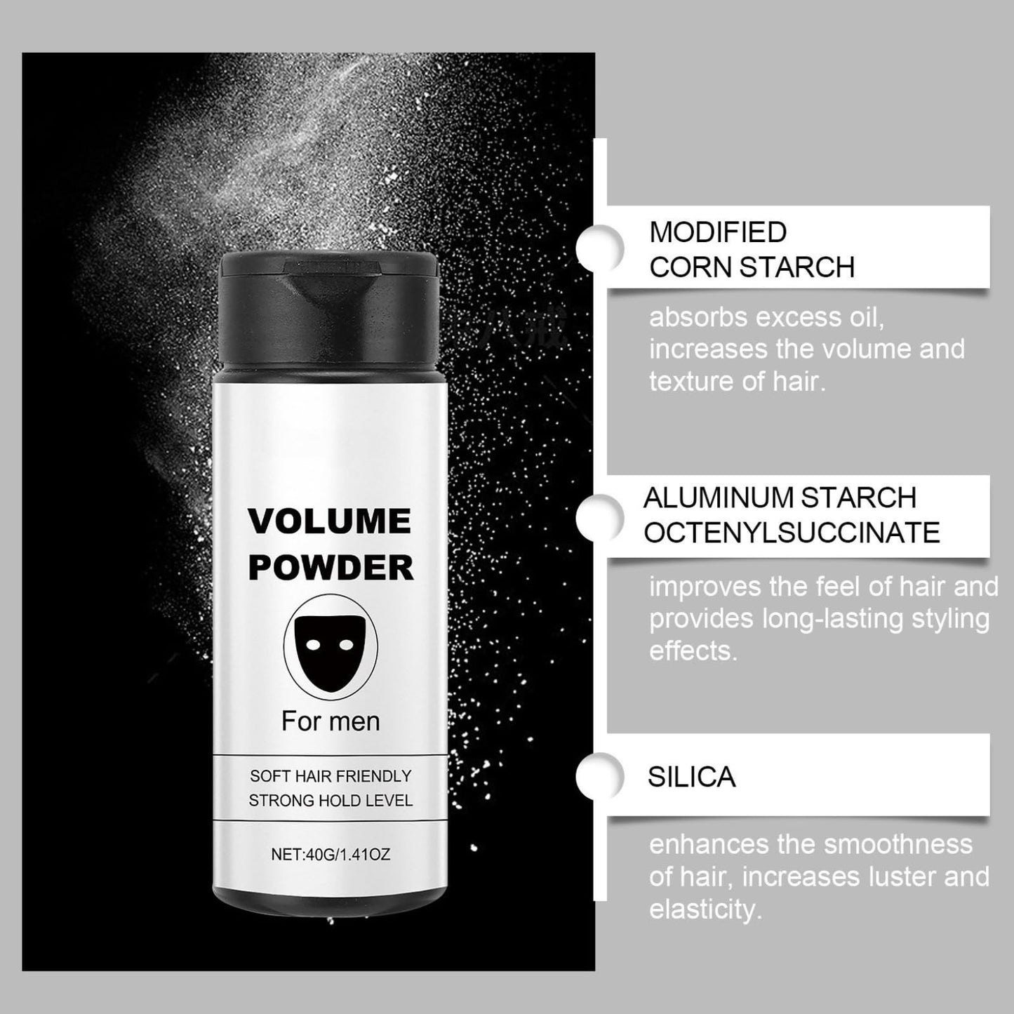 PLVNNZ Texture Powder,Hair Texture Powder,Based Texture Powder,Volume Powder for Men,Hair Styling Powder with Natural Ingredients, Adds Texture & Volume Instantly, Strong Hold 40g