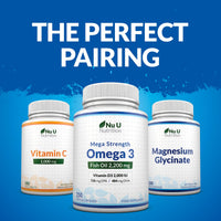 Nu U Nutrition - Omega 3 2200mg & Vitamin D3 2000IU - 250 Softgel Capsules - 726mg EPA & 484mg DHA per Serving - Alternative to Cod Liver Oil Capsules - High Strength, Wild Caught - Made in the UK