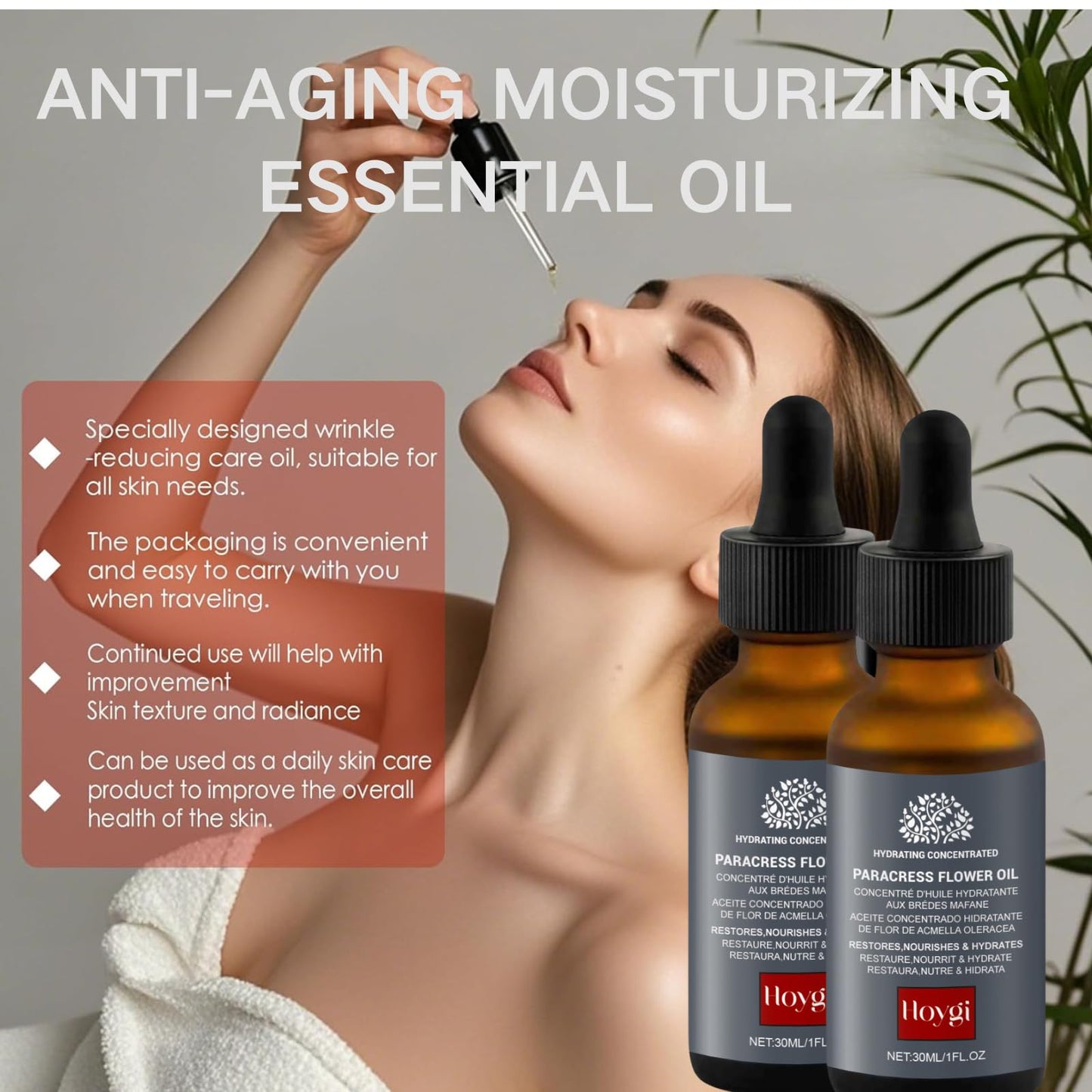 IZBEAUVO 2PCS Paracress Facial Oil, Paracress Oil for Face,Natural Paracress Extract Oil,Paracress Facial Serum Organic, Reduce Smooth Fine Lines and Wrinkles,for All Skin Types