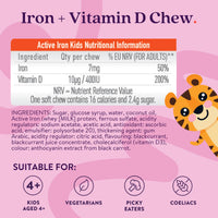 Solvotrin Active Iron Supplement 7 mg + Vitamin D for Kids – Increases Iron & Energy Levels – Gentle, Non-Constipating Blackcurrant Chews – Highly Absorbed – Supports Growth & Immune Health – 30 Chews