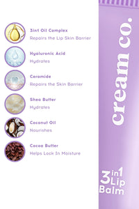 cream co. 3in1 Lip Balm Nourishing, Hyaluronic Acid, Hydrating and Barrier-Repairing, Lip Care for All Lip Type, Lip Balm Tinted, Protects and Renews, Vegan, Sugar Cookie 10ml