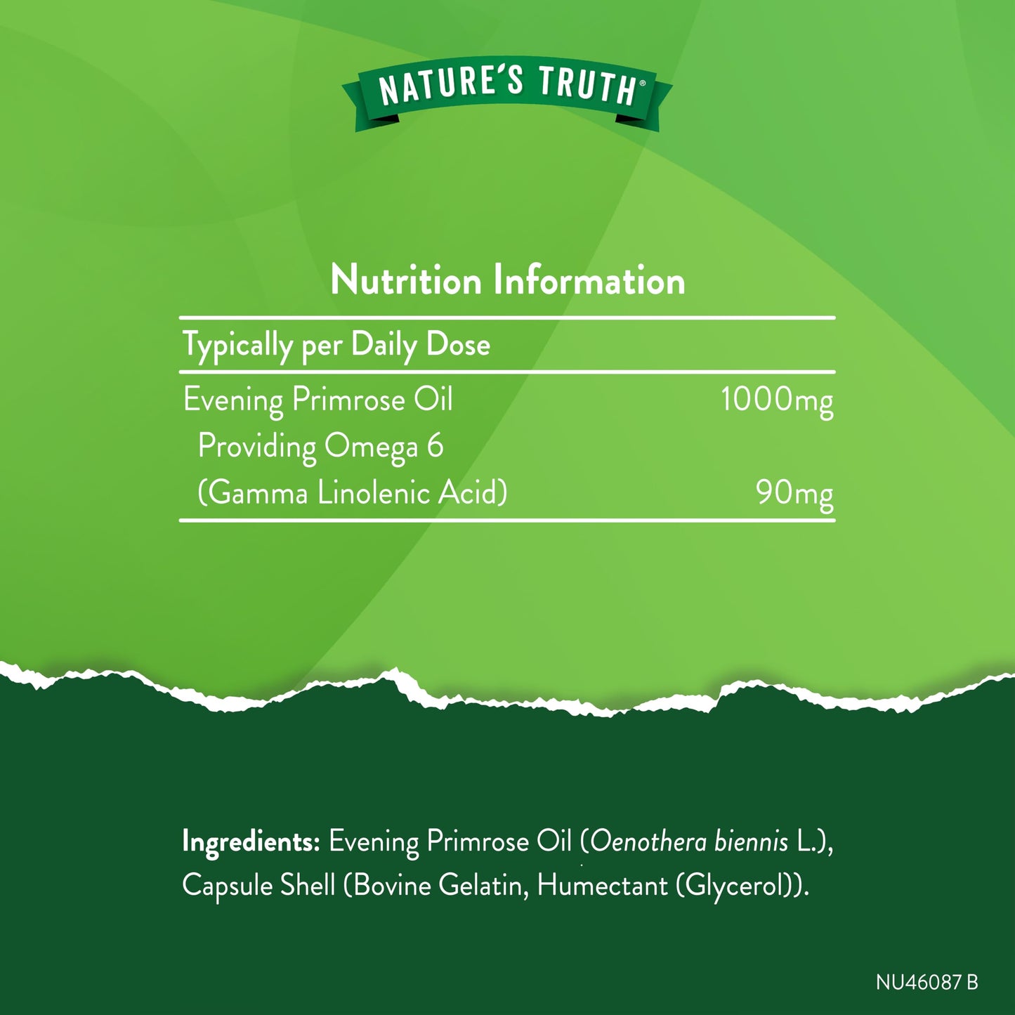 Nature's Truth Evening Primrose Oil 1000mg | 120 Softgel Capsules | High Strength Omega 6 and GLA | Cold-Pressed | Natures Truth