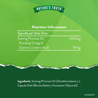 Nature's Truth Evening Primrose Oil 1000mg | 120 Softgel Capsules | High Strength Omega 6 and GLA | Cold-Pressed | Natures Truth
