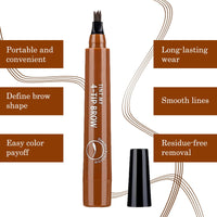 ZoeyShine Waterproof 4-Fork Brow Pen, Smudge-Proof Eyebrow Pencil for Realistic Hair Strokes, Long Wear Brow Marker for Shaping Arches, Filling Gaps and Creating Natural Looking Brows(Light brown)