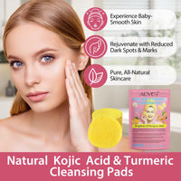THE ISMA Kojic Acid and Turmeric Pads, 60pcs Turmeric Kojic Acid Cleansing Pads, Facial Sponges for Cleansing, Balance Skin Oil And Water,Gentle & Non-Irritating