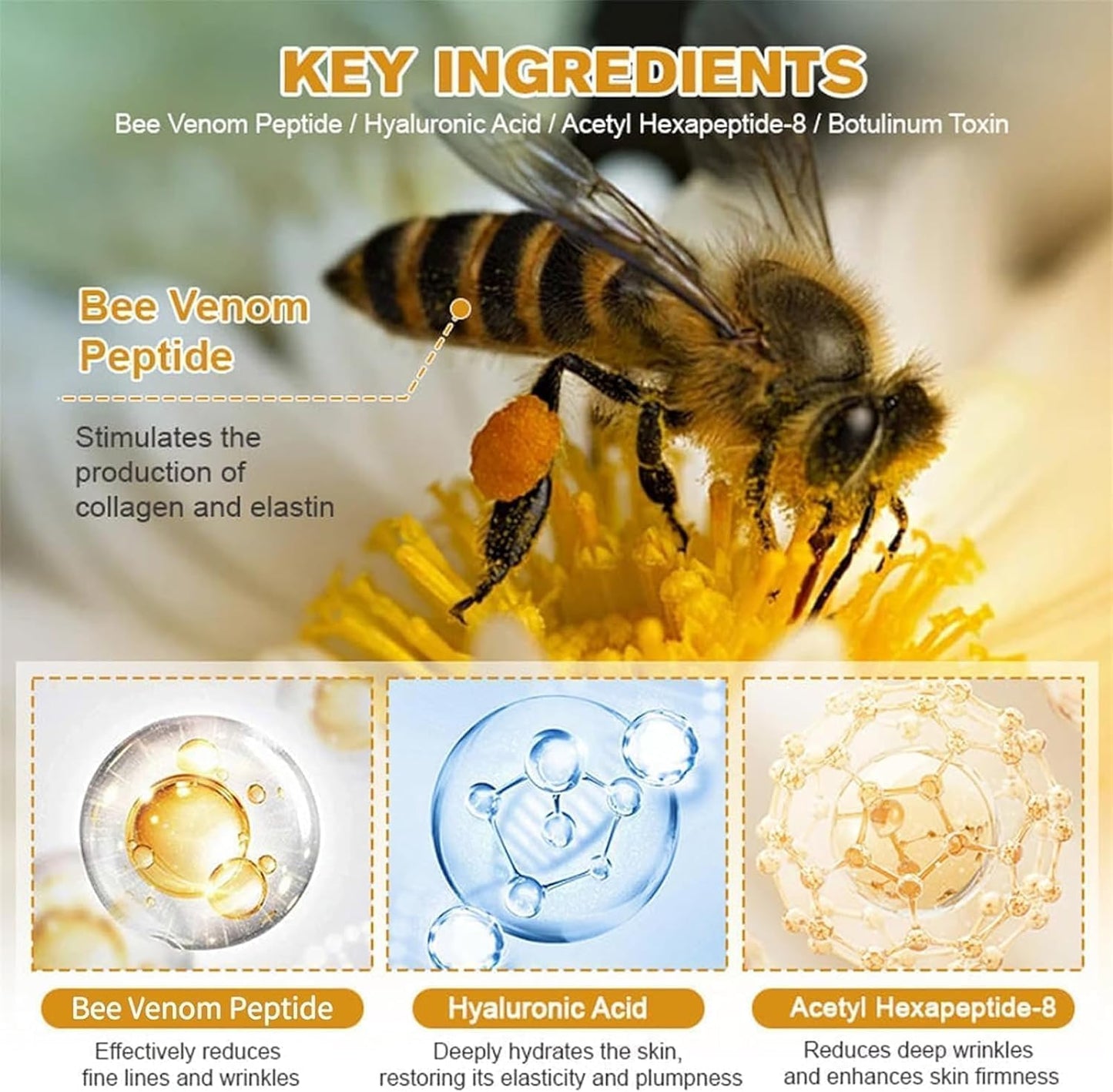 TBLMPNE 2Pcs Furzero Bee Venom Wrinkle Removal Cream, for All Skin Types