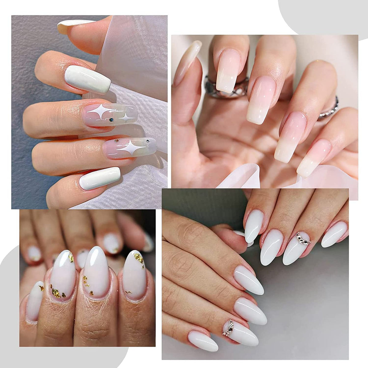 TOMICCA Milky White Gel Nail Polish-15ml Natural Gel Polish French Nail Design UV LED Gel Milky Jelly Gel Nail Polish Transparent White Soak Off Gel Polish Nail Art Gel
