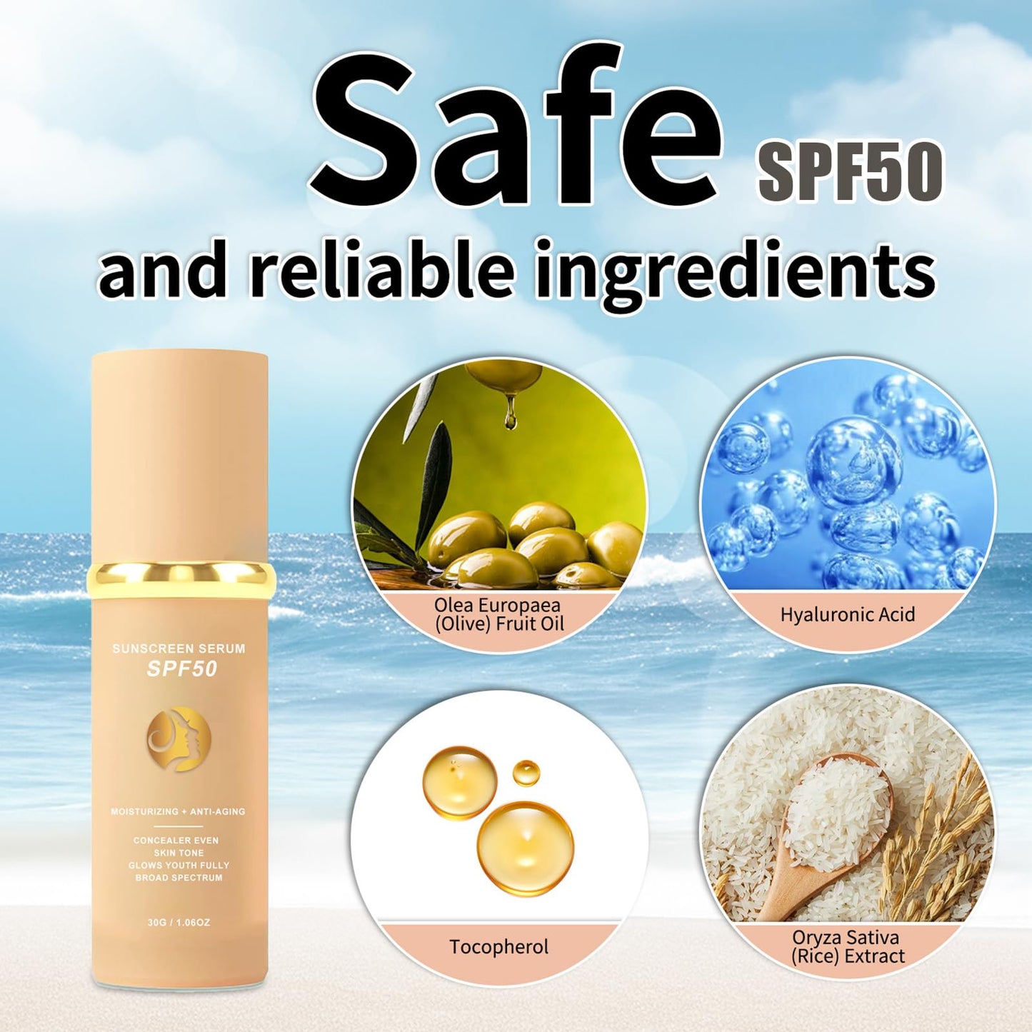 EONFAVE 4 in 1 Foundation Liquid - Concealer and Moisturizer - Sunscreen Serum SPF50 - Color Changing Foundation Light Spectrum - UVA/UVB Protection, Hydrating & LongLasting