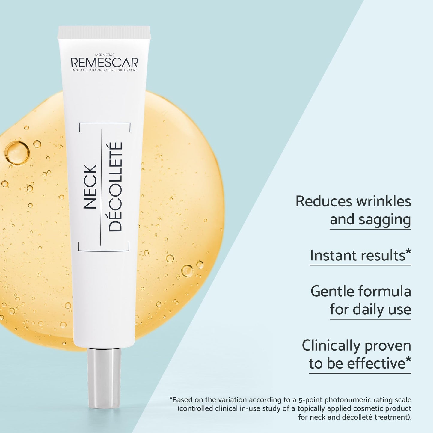 Remescar Neck and Décolleté Cream 40ml – Reduces Wrinkles & Sagging – Clinically Proven Temporary Lift That Smooths Lines & Imperfections – Instant Firming Effect – Stimulates Collagen Production