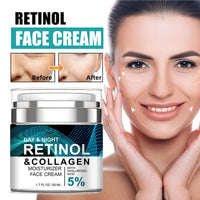 QEUTKEZS Advanced Retinol Collagen Cream for Face with 5% Hyaluronic Acid Anti-Aging Retinol Cream Anti-Wrinkle Reduce Fine Lines Lifting and Firming Cream 24-Hour Facial Care Suitable For Most Skin Types 50ml