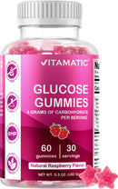 Vitamatic Glucose Chweble Gummies - 60 Count - Natural Raspberry Flavor - 4G of Carbohydrate per Serving
