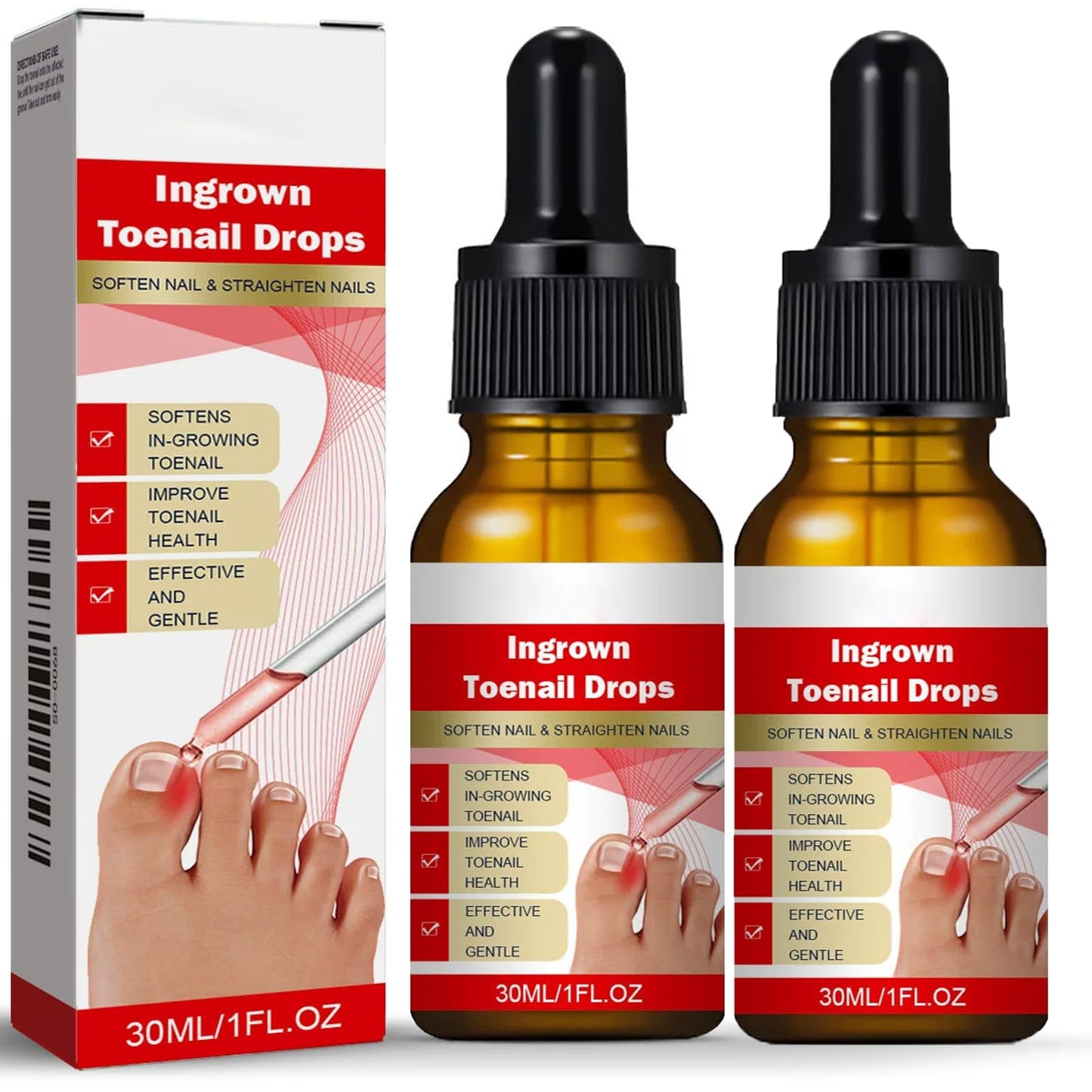 Fashion Base 2pcs Ingrown Toenail Care Drop - Ingrown Toenail Care- Cuticle Care Oils for Ingrown Toenails - Trimming Toenail Softening Drops Natural Ingrown Toenail Correction Fungal Nail - 10ml