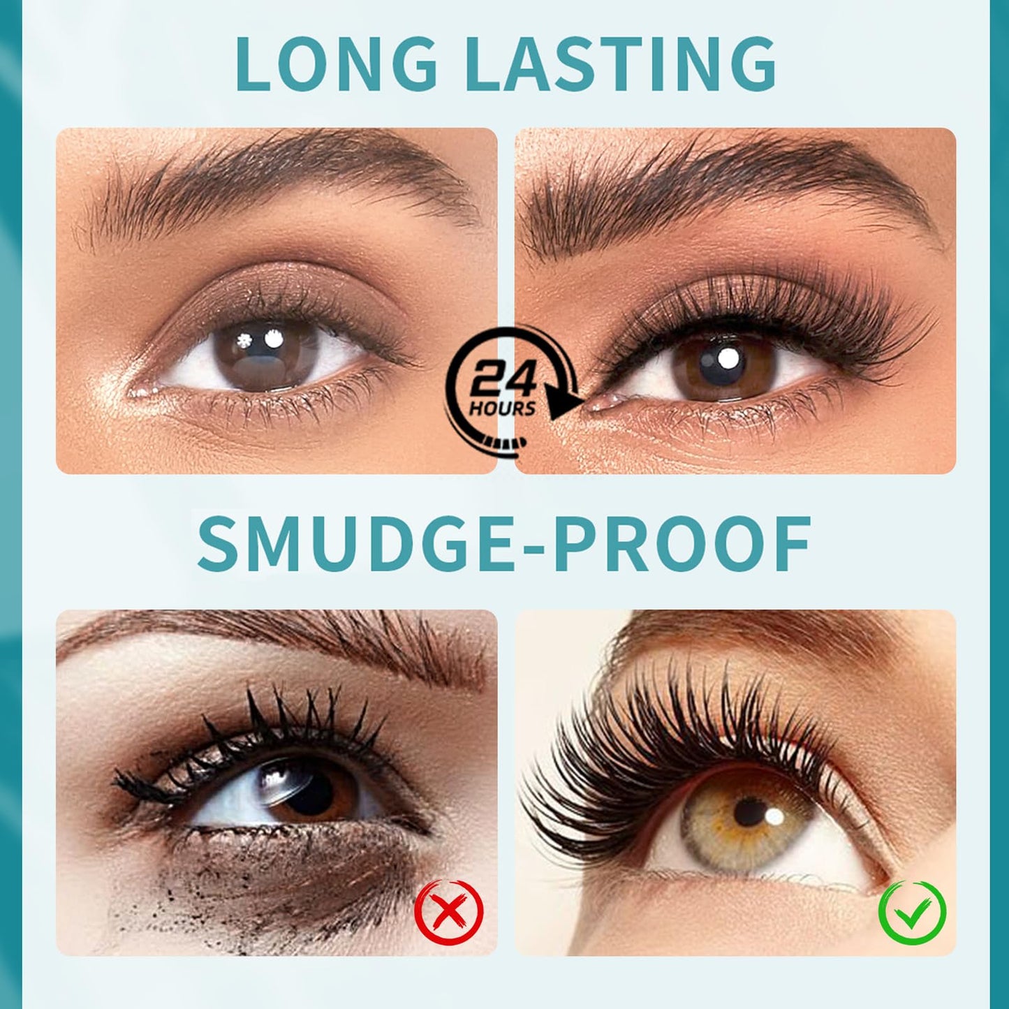 HERBENJOY Mascara Black, Liquid Lash Extensions Mascara, Waterproof & Smudge-Proof Thickening & Curling Lashes, No Clumping, Long-Lasting Volumizing Tubing Mas cara, Natural Hypoallergenic Mas-cara