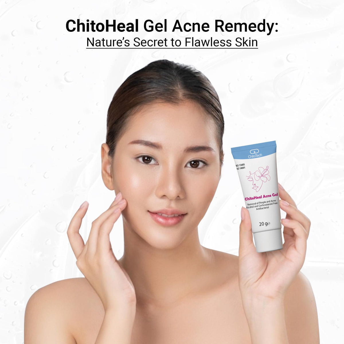 ChitoTech ChitoHeal Gel Acne Remedy- 20g Natural Acne Treatment for Pimples, Acne Scars, Alcohol & Corticosteroid Free, N-acetyl-D-Glucosamine for Clear Skin