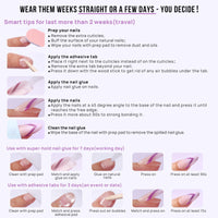 BTArtbox Stick On Nails Short - White French Tip False Nails Square, Chrome Glazed Press On Nails in 15 Sizes - 30 Soft Gel Fake Nail Kit, Be Elegant