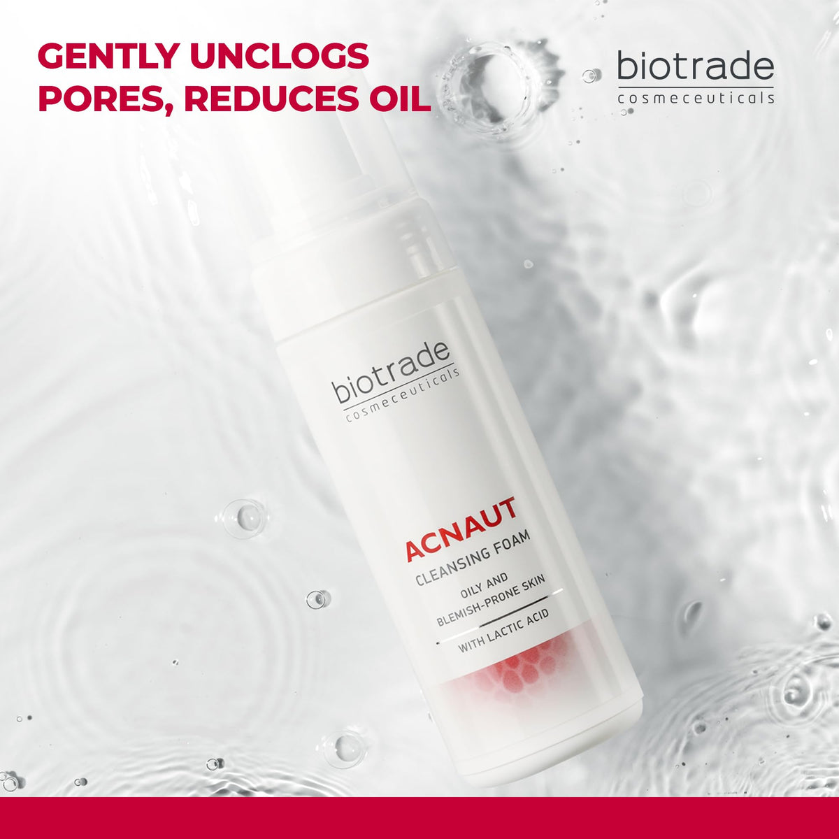 BIOTRADE Biotrade Acnaut Acne Cleansing Foam with Lactic Acid – Gentle Foaming Cleanser Face Wash for Oily & Blemish Prone Skin – Unclogs Pores & Reduces Breakouts – 150mL