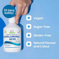 Swedish Nutra - Hyaluronic Acid Liquid Supplement - Pack of 500 ml, 33 Day Supply | Plus Vitamin C & Silica for Skin & Joint Hydration | Vegan & Free from Sugar & Gluten | 100% Natural Lemon Flavour